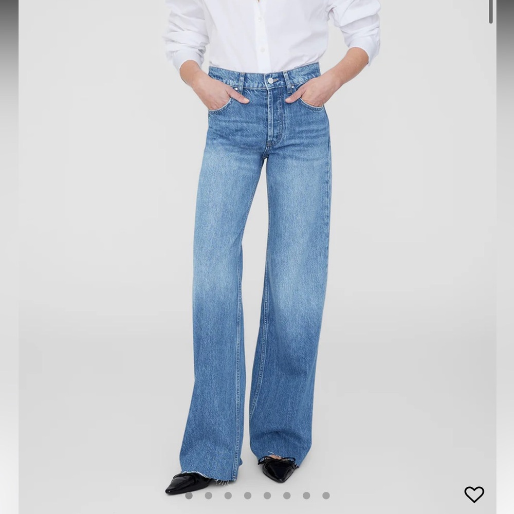 Anine Bing Hugh Wide Leg High Waisted Jeans Panama Blue